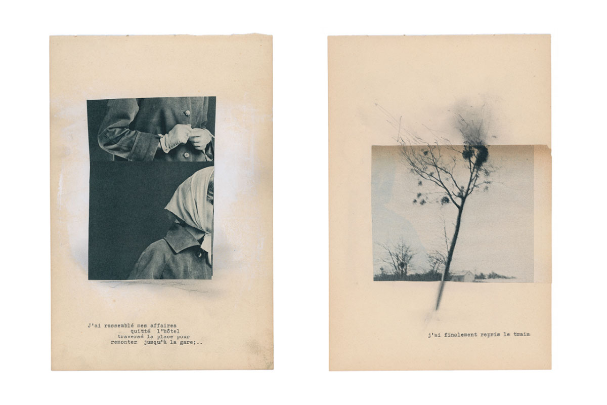 Un dépouillement radical de l’image et du langage… une série de collages de Corinne Deniel.