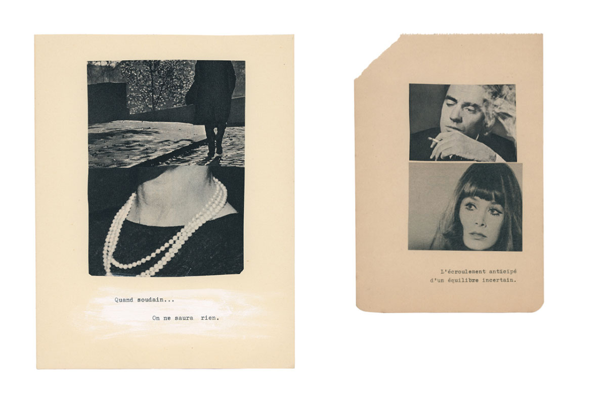 Un dépouillement radical de l’image et du langage… une série de collages de Corinne Deniel.