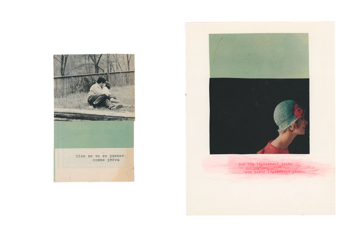 Un dépouillement radical de l’image et du langage… une série de collages de Corinne Deniel.